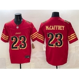 Men's San Francisco 49ers #23 Christian McCaffrey Red Gold 2025 F.U.S.E. “Rivalries” Vapor Limited Football Stitched Jersey Men's San Francisco 49ers #23 Christian McCaffrey Red Gold 2025 F.U.S.E. “Rivalries” Vapor Limited Football Stitched Jersey