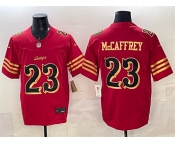 Men's San Francisco 49ers #23 Christian McCaffrey Red Gold 2025 F.U.S.E. “Rivalries” Vapor Limited Football Stitched Jersey Men's San Francisco 49ers #23 Christian McCaffrey Red Gold 2025 F.U.S.E. “Rivalries” Vapor Limited Football Stitched Jersey