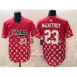 Men's San Francisco 49ers #23 Christian McCaffrey Red Limited Stitched Baseball Jersey