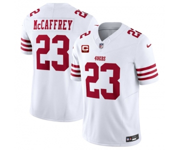 Men's San Francisco 49ers #23 Christian McCaffrey White 2025 F.U.S.E. With 2-Star C Patch Vapor Untouchable Limited Stitched Football Jersey
