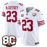 Men's San Francisco 49ers #23 Christian McCaffrey White 2026 F.U.S.E. With 80th Anniversary & 3-Star C Patch Vapor Untouchable Limited Football Stitched Je Men's San Francisco 49ers #23 Christian McCaffrey White 2026 F.U.S.E. With 80th Anniversary & 3-Star C Patch Vapor Untouchable Limited Football Stitched Je