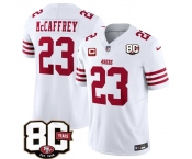 Men's San Francisco 49ers #23 Christian McCaffrey White 2026 F.U.S.E. With 80th Anniversary & 3-Star C Patch Vapor Untouchable Limited Football Stitched Je