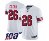 Men's San Francisco 49ers #26 Tevin Coleman Limited White Rush Vapor Untouchable 100th Season Football Jersey Men's San Francisco 49ers #26 Tevin Coleman Limited White Rush Vapor Untouchable 100th Season Football Jersey
