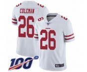 Men's San Francisco 49ers #26 Tevin Coleman White Vapor Untouchable Limited Player 100th Season Football Jersey Men's San Francisco 49ers #26 Tevin Coleman White Vapor Untouchable Limited Player 100th Season Football Jersey