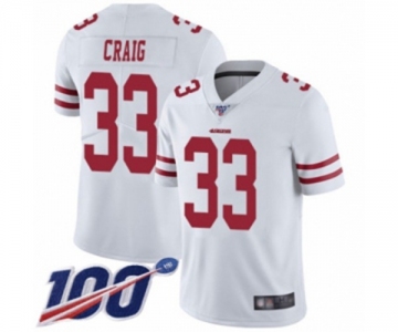 Men's San Francisco 49ers #33 Roger Craig White Vapor Untouchable Limited Player 100th Season Football Jersey