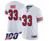 Men's San Francisco 49ers #33 Tarvarius Moore Limited White Rush Vapor Untouchable 100th Season Football Jersey Men's San Francisco 49ers #33 Tarvarius Moore Limited White Rush Vapor Untouchable 100th Season Football Jersey