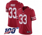 Men's San Francisco 49ers #33 Tarvarius Moore Red Team Color Vapor Untouchable Limited Player 100th Season Football Jersey Men's San Francisco 49ers #33 Tarvarius Moore Red Team Color Vapor Untouchable Limited Player 100th Season Football Jersey