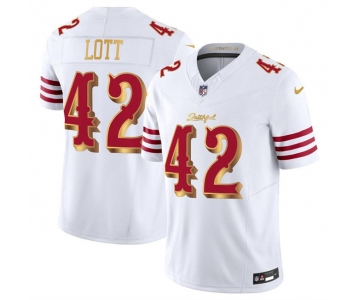 Men's San Francisco 49ers #42 Ronnie Lott White Gold 2025 F.U.S.E. “Rivalries” Vapor Limited Football Stitched Jersey