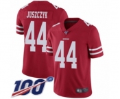 Men's San Francisco 49ers #44 Kyle Juszczyk Red Team Color Vapor Untouchable Limited Player 100th Season Football Jersey Men's San Francisco 49ers #44 Kyle Juszczyk Red Team Color Vapor Untouchable Limited Player 100th Season Football Jersey