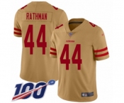 Men's San Francisco 49ers #44 Tom Rathman Limited Gold Inverted Legend 100th Season Football Jersey Men's San Francisco 49ers #44 Tom Rathman Limited Gold Inverted Legend 100th Season Football Jersey