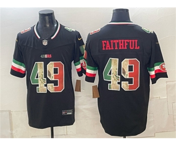 Men's San Francisco 49ers #49 Faithful Black 2025 F.U.S.E. Mexico Vapor Limited Football Stitched Jersey