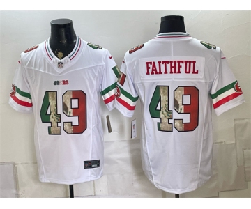 Men's San Francisco 49ers #49 Faithful White 2025 F.U.S.E. Mexico Vapor Limited Football Stitched Jersey
