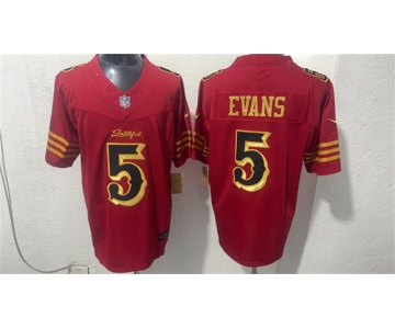 Men's San Francisco 49ers #5 Mike Evans Red Gold 2026 F.U.S.E. “Rivalries” Vapor Limited Football Stitched Jersey