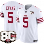 Men's San Francisco 49ers #5 Mike Evans White 80th Anniversary Patch 2026 F.U.S.E. Vapor Untouchable Limited Football Stitched Jersey Men's San Francisco 49ers #5 Mike Evans White 80th Anniversary Patch 2026 F.U.S.E. Vapor Untouchable Limited Football Stitched Jersey