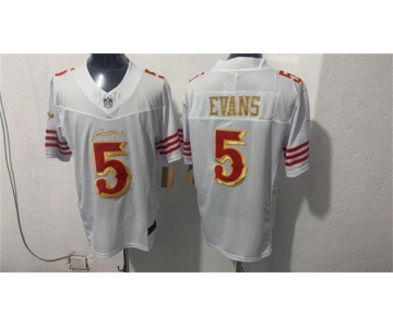 Men's San Francisco 49ers #5 Mike Evans White Gold 2026 F.U.S.E. “Rivalries” Vapor Limited Football Stitched Jersey