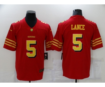 Men's San Francisco 49ers #5 Trey Lance Red Gold Untouchable Limited Jersey