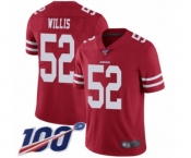 Men's San Francisco 49ers #52 Patrick Willis Red Team Color Vapor Untouchable Limited Player 100th Season Football Jersey Men's San Francisco 49ers #52 Patrick Willis Red Team Color Vapor Untouchable Limited Player 100th Season Football Jersey