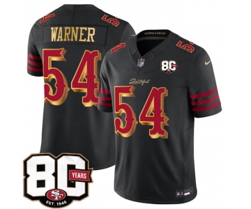 Men's San Francisco 49ers #54 Fred Warner Black 80th Anniversary Patch “Rivalries” 2026 F.U.S.E. Vapor Untouchable Limited Football Stitched Jersey