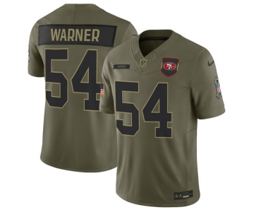 Men's San Francisco 49ers #54 Fred Warner Olive 2025 Salute to Service Limited Football Stitched Jersey