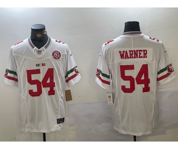 Men's San Francisco 49ers #54 Fred Warner White FUSE Mexico Gate Bridge Patch Vapor Limited Stitched Jersey