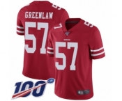 Men's San Francisco 49ers #57 Dre Greenlaw Red Team Color Vapor Untouchable Limited Player 100th Season Football Jersey Men's San Francisco 49ers #57 Dre Greenlaw Red Team Color Vapor Untouchable Limited Player 100th Season Football Jersey