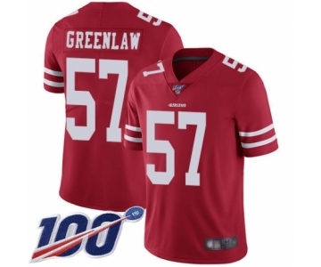Men's San Francisco 49ers #57 Dre Greenlaw Red Team Color Vapor Untouchable Limited Player 100th Season Football Jersey