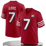 Men's San Francisco 49ers #7 Daejon Love Red 80th Anniversary Patch 2026 Football Stitched Jersey