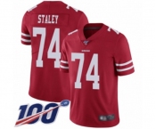 Men's San Francisco 49ers #74 Joe Staley Red Team Color Vapor Untouchable Limited Player 100th Season Football Jersey Men's San Francisco 49ers #74 Joe Staley Red Team Color Vapor Untouchable Limited Player 100th Season Football Jersey
