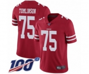 Men's San Francisco 49ers #75 Laken Tomlinson Red Team Color Vapor Untouchable Limited Player 100th Season Football Jersey Men's San Francisco 49ers #75 Laken Tomlinson Red Team Color Vapor Untouchable Limited Player 100th Season Football Jersey
