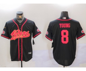 Men's San Francisco 49ers #8 Steve Young Black With Patch Cool Base Stitched Baseball Jerseys