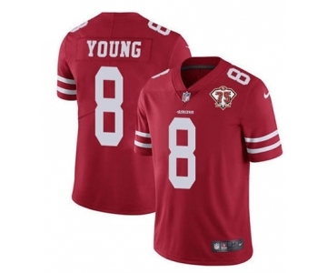 Men's San Francisco 49ers #8 Steve Young Red 2021 75th Anniversary Vapor Untouchable Limited Stitched Football Jersey