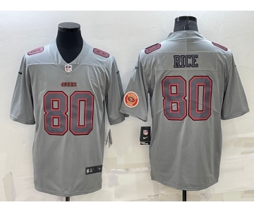 Men's San Francisco 49ers #80 Jerry Rice LOGO Grey Atmosphere Fashion 2022 Vapor Untouchable Stitched Limited Jersey