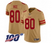 Men's San Francisco 49ers #80 Jerry Rice Limited Gold Inverted Legend 100th Season Football Jersey Men's San Francisco 49ers #80 Jerry Rice Limited Gold Inverted Legend 100th Season Football Jersey