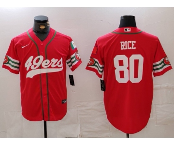 Men's San Francisco 49ers #80 Jerry Rice Red Mexico Cool Base Stitched Baseball Jersey