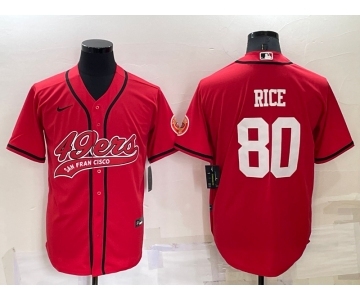 Men's San Francisco 49ers #80 Jerry Rice Red Stitched Cool Base Nike Baseball Jersey