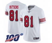 Men's San Francisco 49ers #81 Jordan Matthews Limited White Rush Vapor Untouchable 100th Season Football Jersey Men's San Francisco 49ers #81 Jordan Matthews Limited White Rush Vapor Untouchable 100th Season Football Jersey