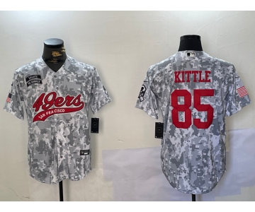 Men's San Francisco 49ers #85 George Kittle Arctic Camo 2024 Salute to Service Stitched Baseball Jersey