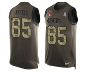 Men's San Francisco 49ers #85 George Kittle Limited Green Salute to Service Tank Top Football Jersey Men's San Francisco 49ers #85 George Kittle Limited Green Salute to Service Tank Top Football Jersey