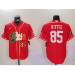 Men's San Francisco 49ers #85 George Kittle Red With Patch Cool Base Stitched Baseball Jersey