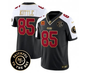 Men's San Francisco 49ers #85 George kittle Black Alternate F.U.S.E. 3-Star C With Faithful To The Bay Patch Vapor Limited Football Stitched Jersey