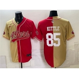 Men's San Francisco 49ers #85 George kittle Gold Red Split Stitched Jersey