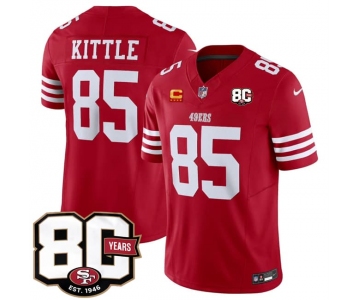 Men's San Francisco 49ers #85 George kittle Red 80th Anniversary Patch And 4-Star C Patch 2026 F.U.S.E. Vapor Untouchable Limited Football Stitched Jersey