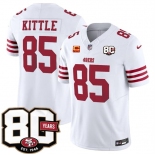 Men's San Francisco 49ers #85 George kittle White 80th Anniversary Patch And 4-Star C Patch 2026 F.U.S.E. Vapor Untouchable Limited Football Stitched Jerse