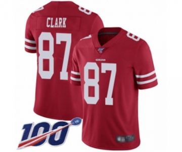 Men's San Francisco 49ers #87 Dwight Clark Red Team Color Vapor Untouchable Limited Player 100th Season Football Jersey