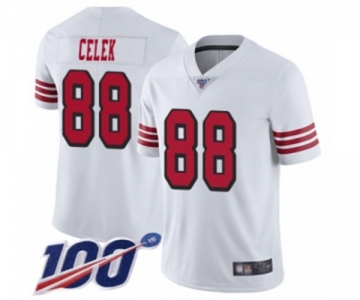 Men's San Francisco 49ers #88 Garrett Celek Limited White Rush Vapor Untouchable 100th Season Football Jersey