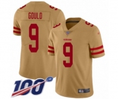 Men's San Francisco 49ers #9 Robbie Gould Limited Gold Inverted Legend 100th Season Football Jersey Men's San Francisco 49ers #9 Robbie Gould Limited Gold Inverted Legend 100th Season Football Jersey