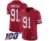 Men's San Francisco 49ers #91 Arik Armstead Red Team Color Vapor Untouchable Limited Player 100th Season Football Jersey Men's San Francisco 49ers #91 Arik Armstead Red Team Color Vapor Untouchable Limited Player 100th Season Football Jersey