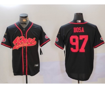 Men's San Francisco 49ers #97 Nick Bosa Black With Patch Cool Base Stitched Baseball Jerseys