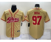 Men's San Francisco 49ers #97 Nick Bosa Gold Stitched Cool Base Nike Baseball Jersey