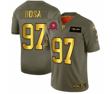 Men's San Francisco 49ers #97 Nick Bosa Limited Olive Gold 2019 Salute to Service Football Jersey